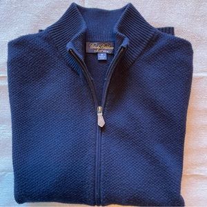 Brooks Brothers Full-Zip Saxxon Wool Sweater, M